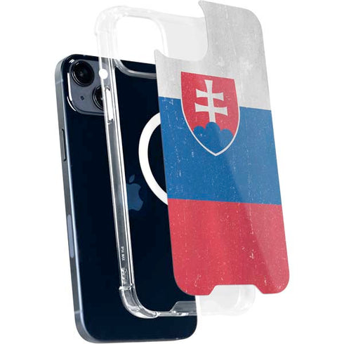 Slovakia Flag Distressed iPhone 14 Plus MagSafe Case